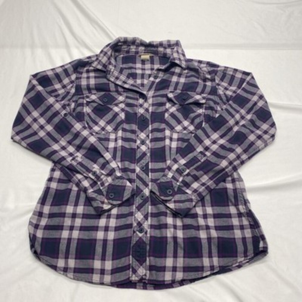 Duluth Trading Co. Women's Plaid  Purple Flannel Shirt Size Medium!
